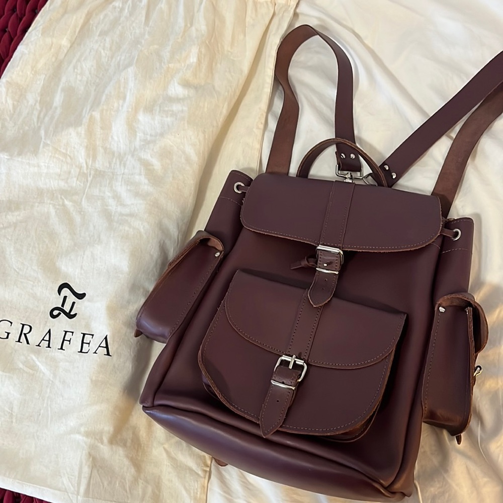 Grafea Wine Colored Leather Backpack